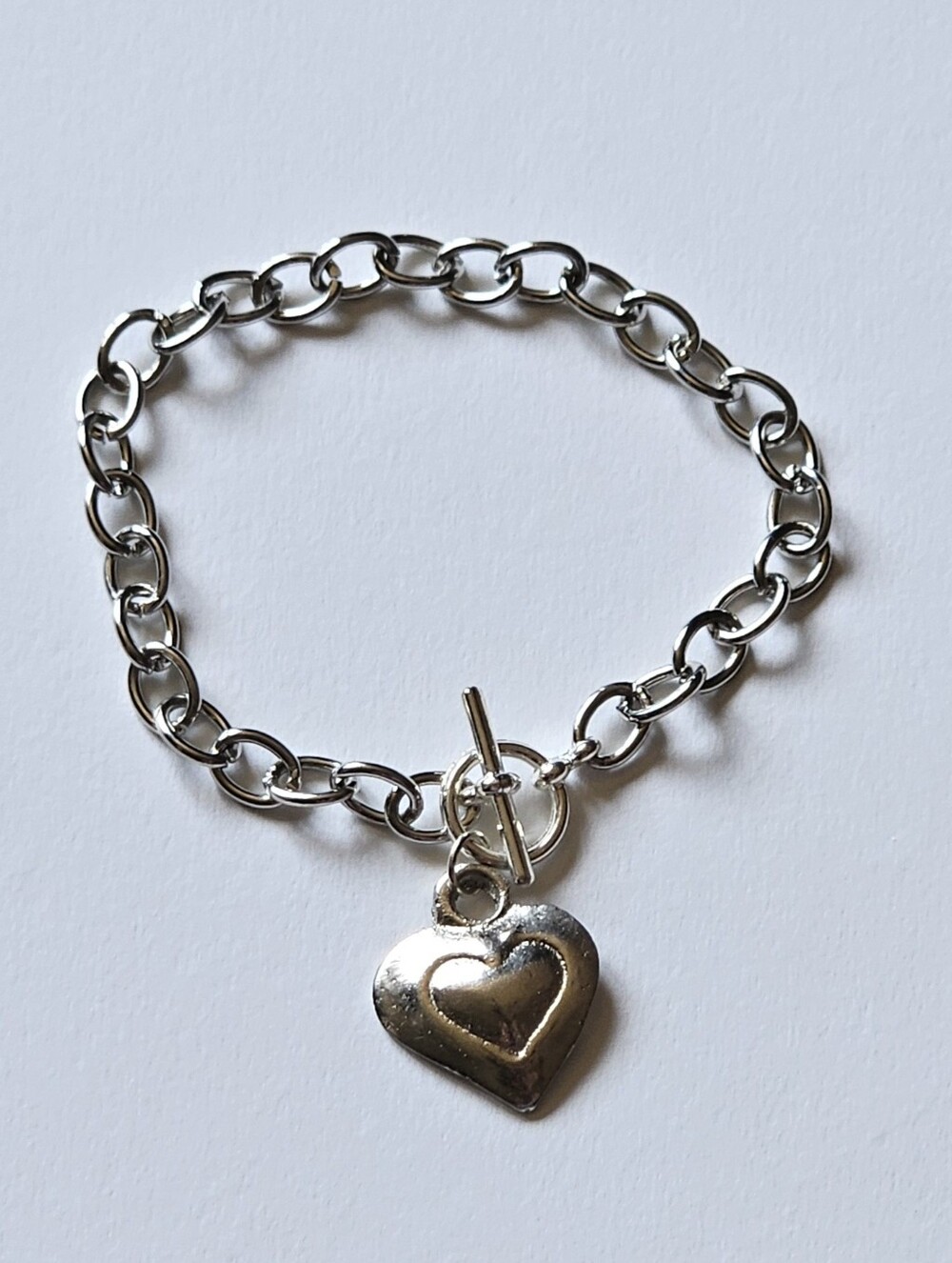 Silver Heart  Toggle Bracelet